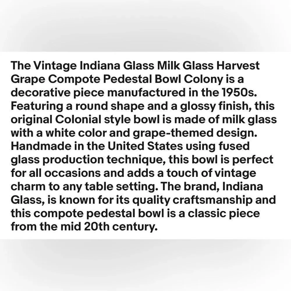 Indiana Glass White Milk Pedestal 6 2/2 In Tall Vase 3 In Round Grape Floral